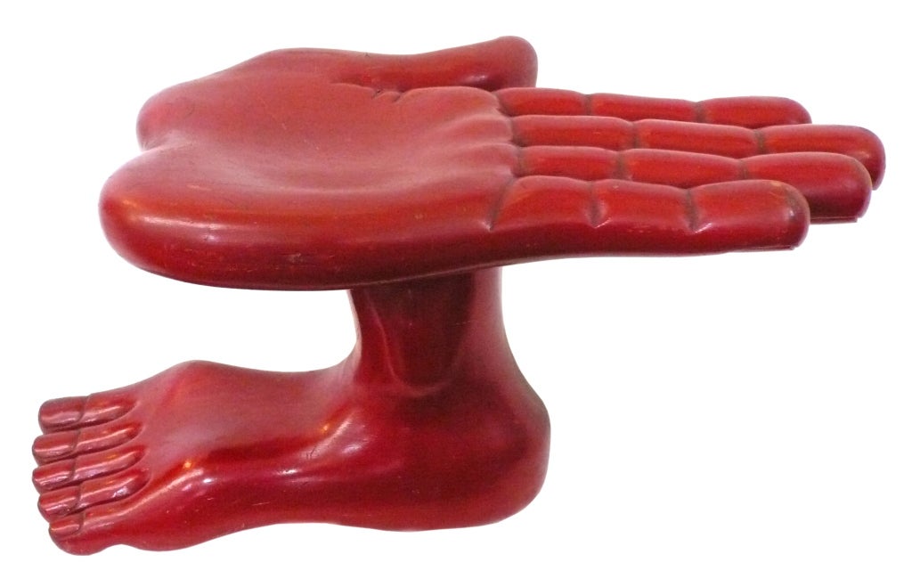 Mexican Rare Flat Hand-Foot Chair by Pedro Friedeberg