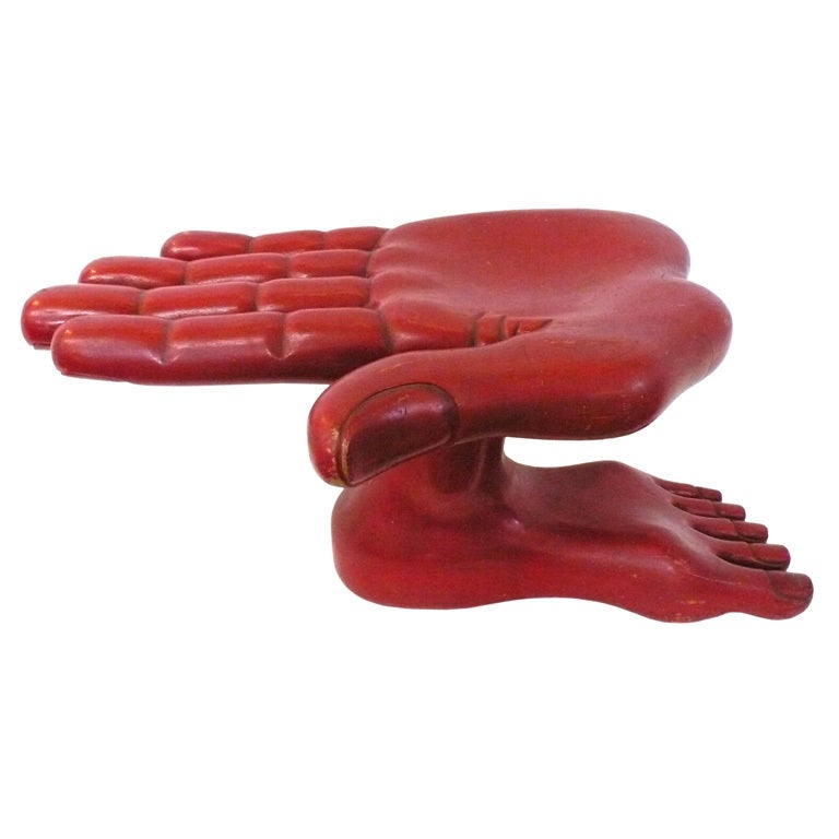 Rare Flat Hand-Foot Chair by Pedro Friedeberg
