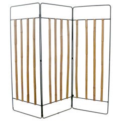 Vintage Bamboo and Iron 3-Panel Screen/Divider