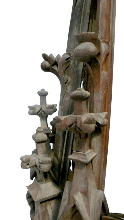 Large and dramatic hand-carved spires from a 19th century French church. Great scale and very dramatic architectural elements, showing monumental and historical craftsmanship.

Spires priced individually.