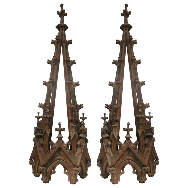 Hand-Carved Wooden French Cathedral Spires