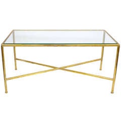 Tubular Brass and Glass Custom Coffee Table