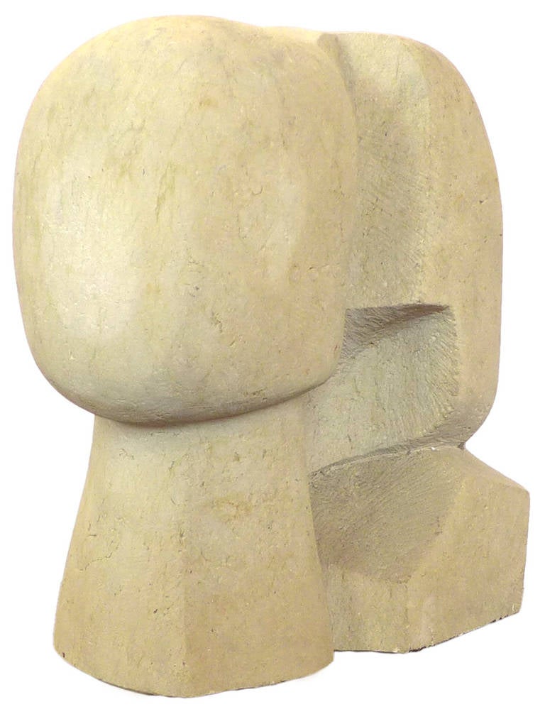 A wonderful and powerful sculptural work from Denmark. Deeply hand-carved stone with fantastic scale and presence. Very abstract and modernist in form and composition. A large and impressive Mid-Century Modern work. Unsigned.