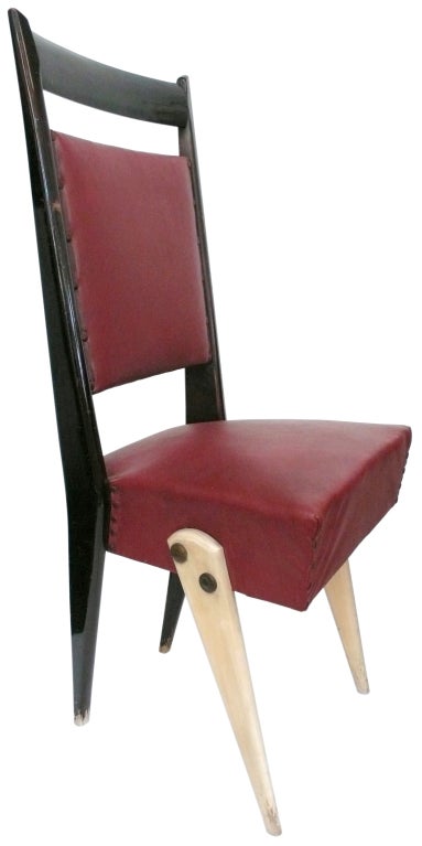 Set of 6 Italian Tall-Back Modernist Dining Chairs In Good Condition For Sale In Los Angeles, CA