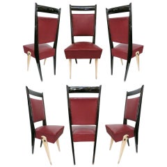 Set of 6 Italian Tall-Back Modernist Dining Chairs