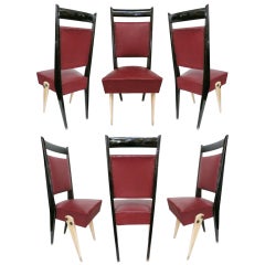 Set of 6 Italian Tall-Back Modernist Dining Chairs 11