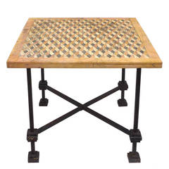 Italian Mosaic Marble Top and Iron Table