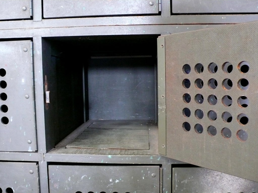 Wood Industrial Locker Cabinet with Perforated Masonite Doors