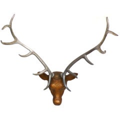 Cast Iron and Aluminum Elk Head with Glass Eyes