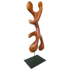 Large Biomorphic Hand-Carved Wooden Sculpture