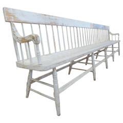 Exceptionally Long and Fantastic Americana Spindle-Back Bench