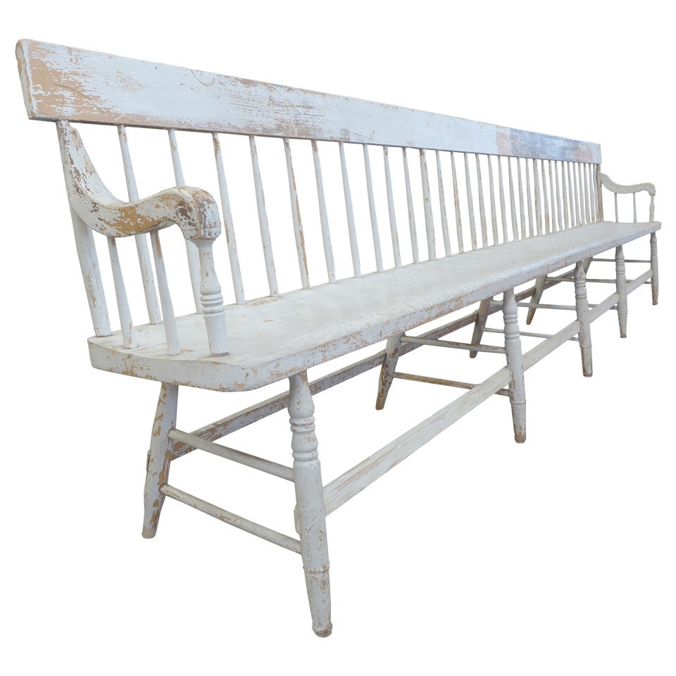 Exceptionally Long and Fantastic Americana Spindle-Back Bench