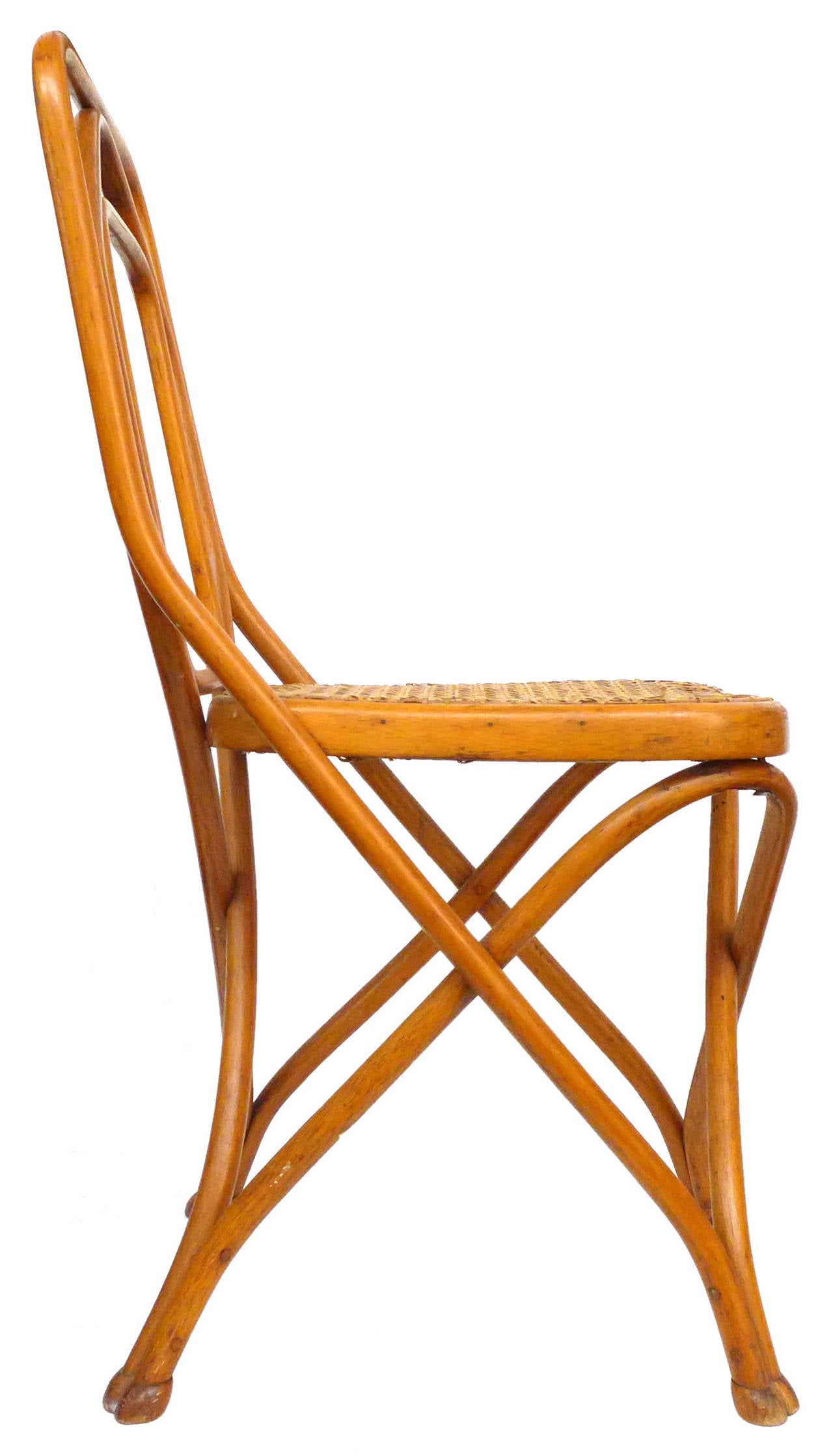 Austrian Set of 4 Bentwood & Cane Chairs by Thonet