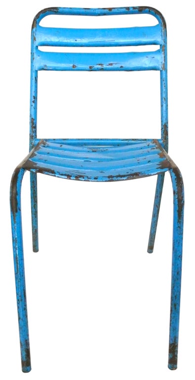 Set of 6 French Metal Stacking Chairs