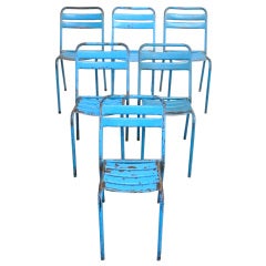 Set of 6 French Metal Stacking Chairs