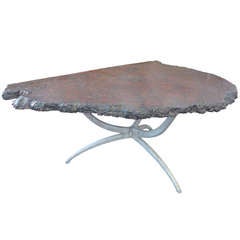 Spectacular Burl Wood and Aluminum Occasional Table