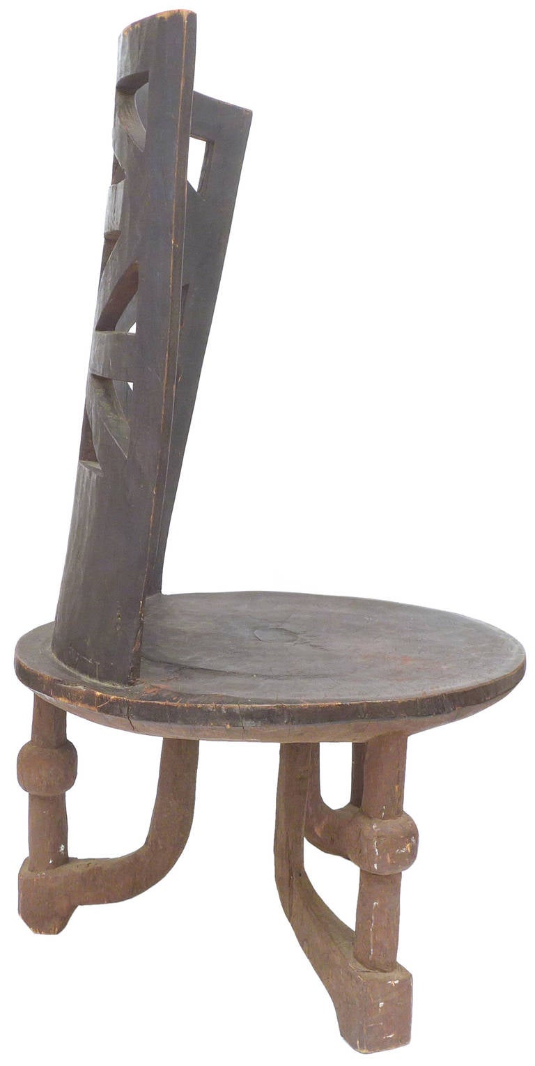 Tribal Unusually Large-Scaled Carved Wood African Throne