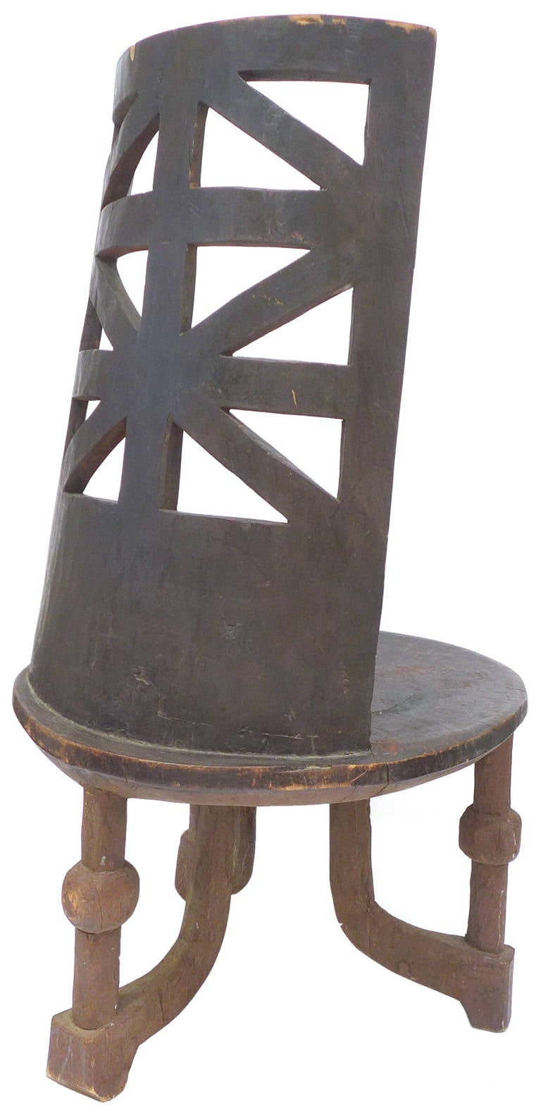 Ethiopian Unusually Large-Scaled Carved Wood African Throne