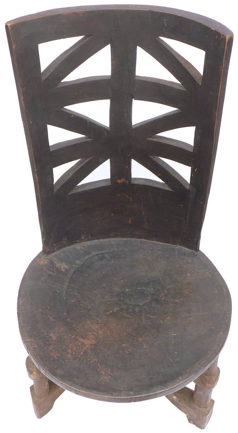 Late 20th Century Unusually Large-Scaled Carved Wood African Throne