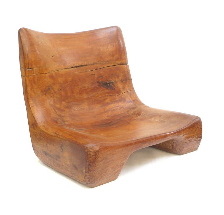 American Fantastic Chisel-Carved Wood Chair From a Breuer Home