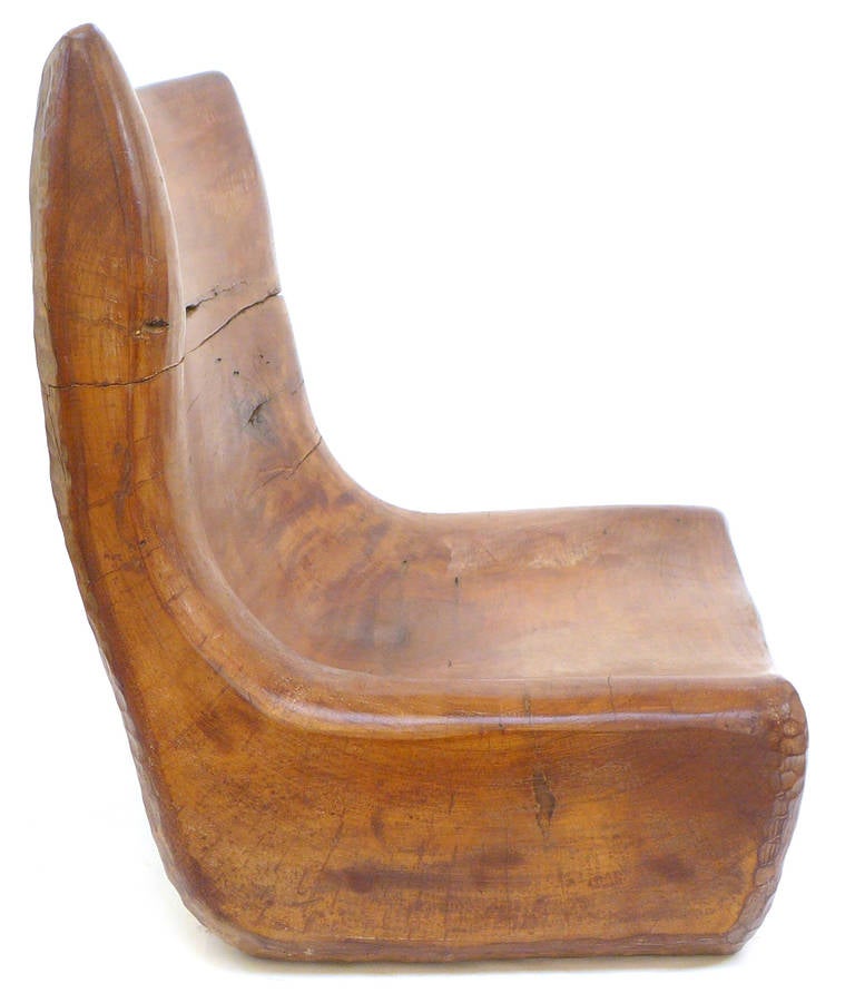 Fantastic Chisel-Carved Wood Chair From a Breuer Home In Good Condition In Los Angeles, CA