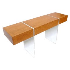 Minimalist Wood and Lucite Console Table