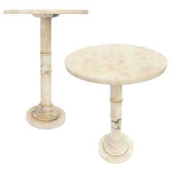 Pair of Round Marble Neoclassical Side Tables