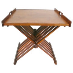 Campaign Folding "X" base tray table by Drexel