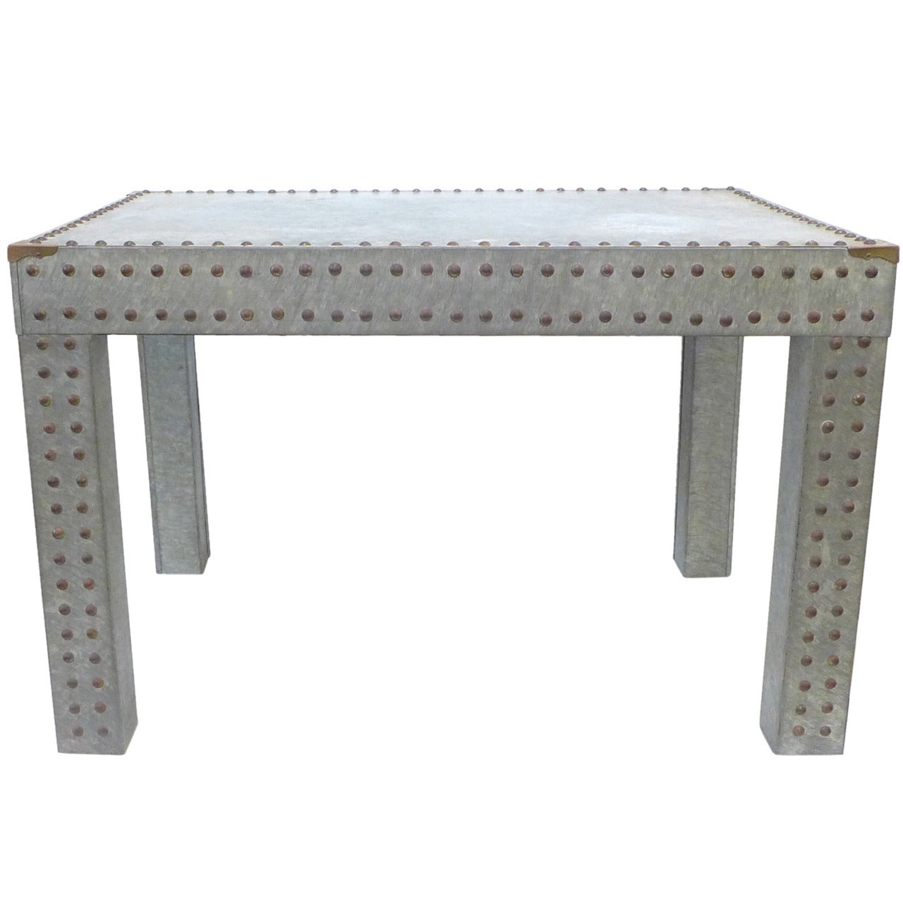 Rivited Galvanized-Steel Side Table