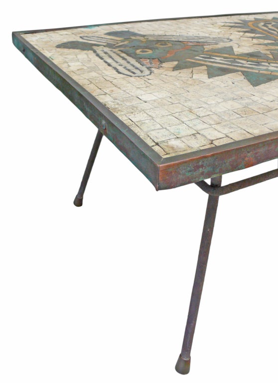 Stone and Metal Modernist Mosaic Coffee Table 1