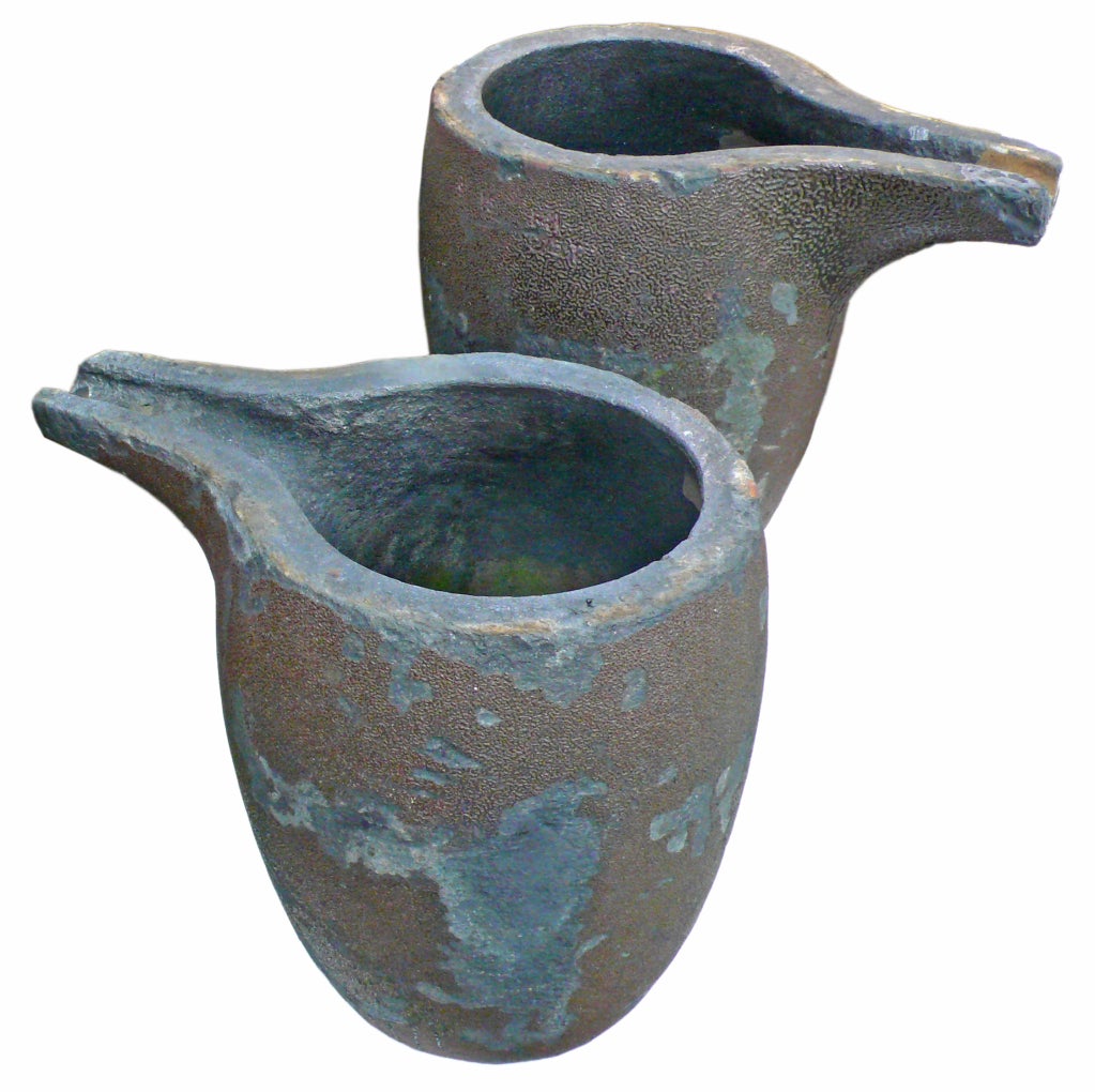 American Pair of Large Graphite Foundry Crucibles