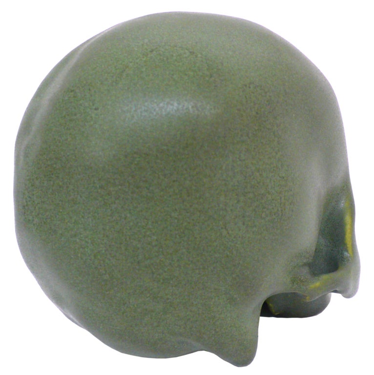 Life-Sized Green Ceramic Skull In Excellent Condition In Los Angeles, CA
