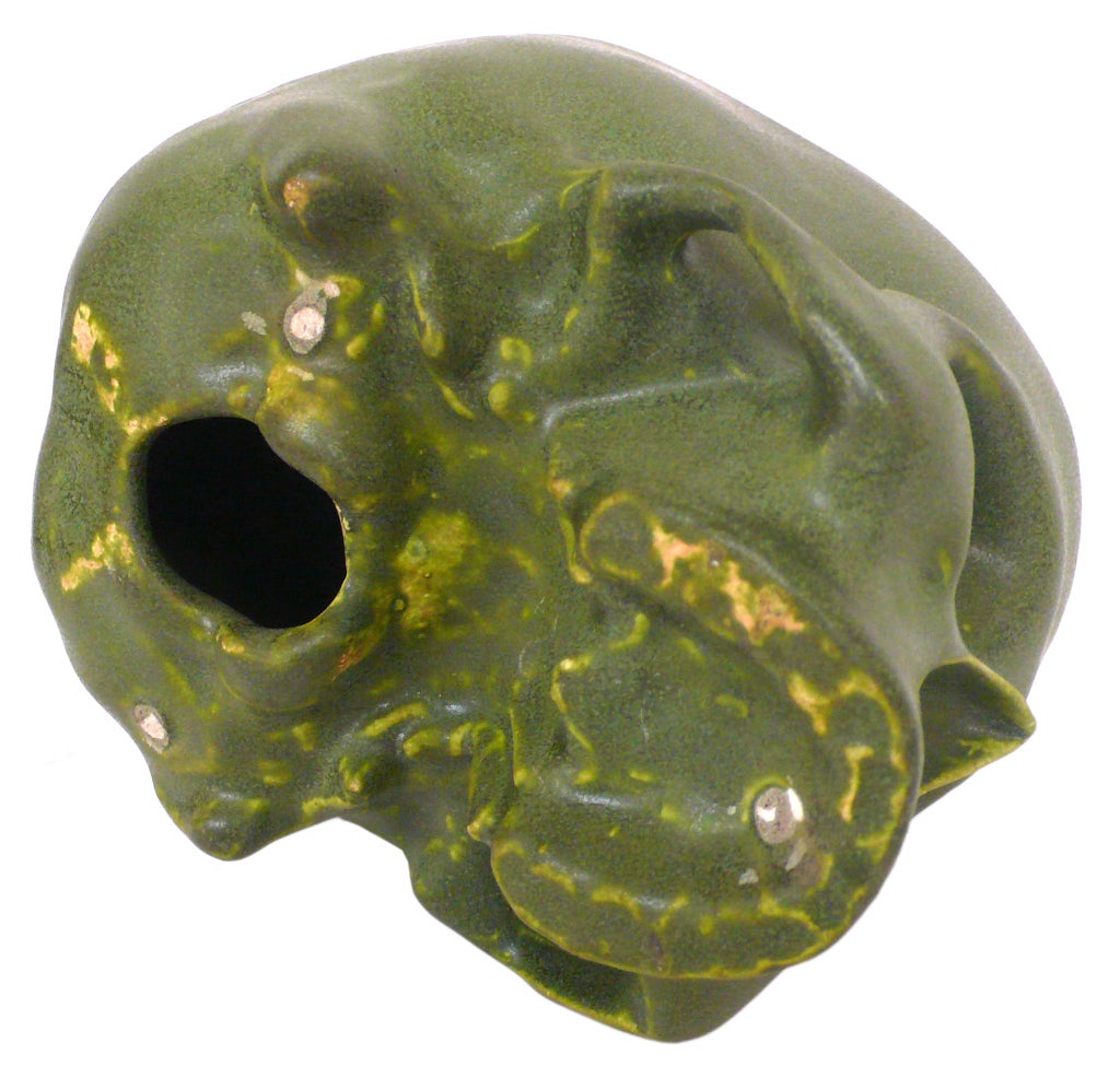 Life-Sized Green Ceramic Skull 1