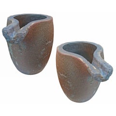 Pair of Large Graphite Foundry Crucibles