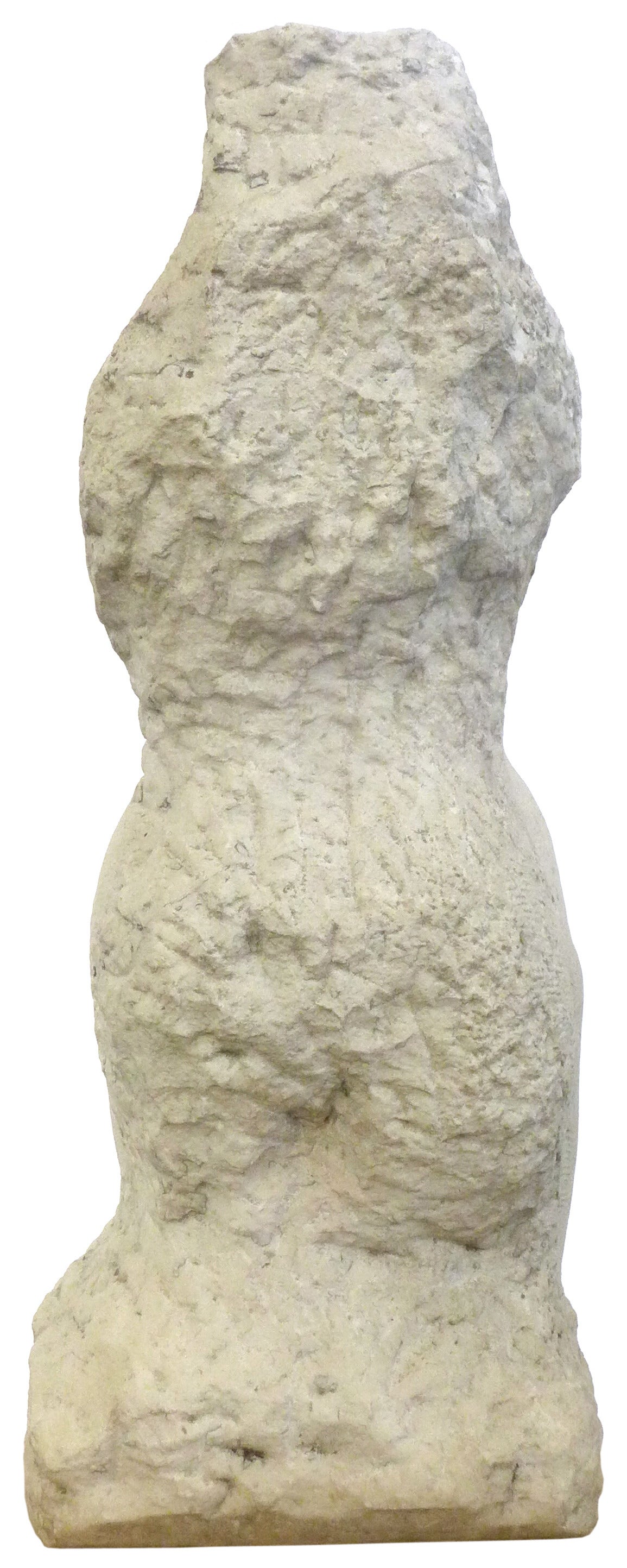 North American 1940s Carved Marble Female Torso