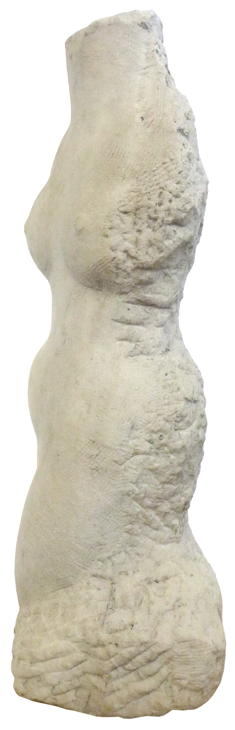 1940s Carved Marble Female Torso In Good Condition In Los Angeles, CA