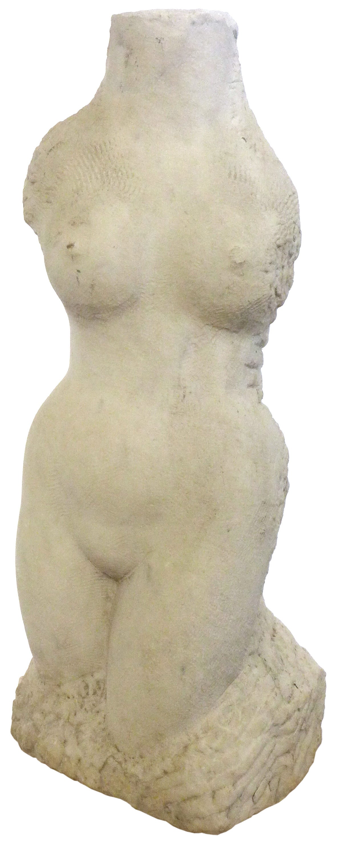 Mid-20th Century 1940s Carved Marble Female Torso