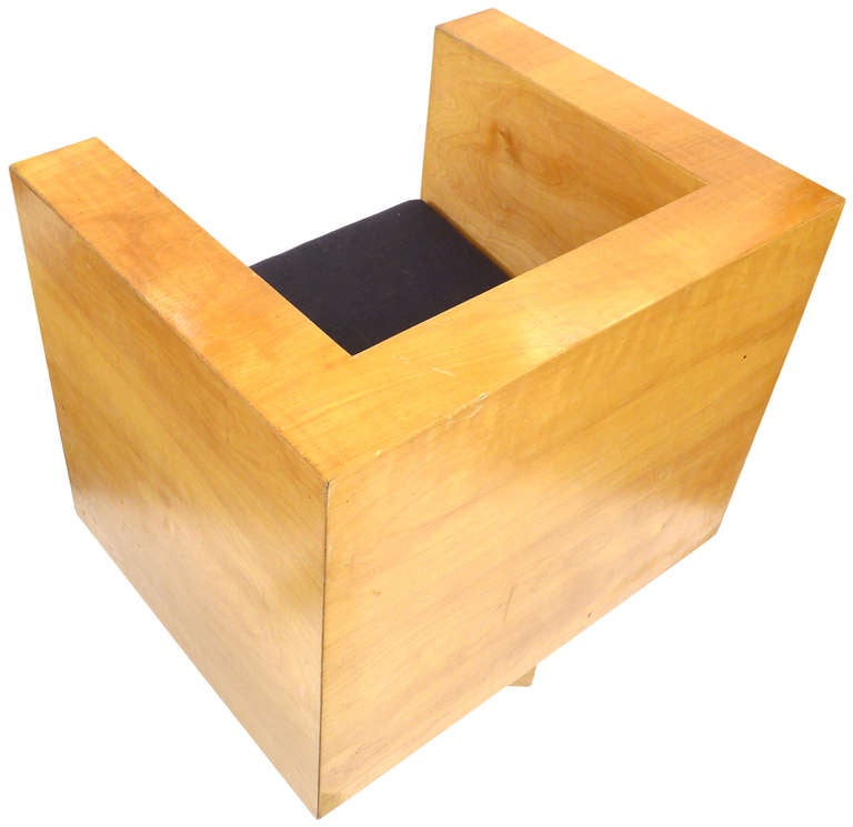 Architectural Plywood Cube Swivel Chair In Good Condition In Los Angeles, CA