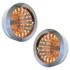 Pair of Round Infinity Mirror Lights by Curtis Jere