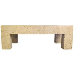 Massive Cast "Fossilized" Stone Coffee Table