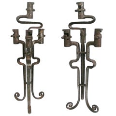 Antique Unusual Pair of Art Nouveau French Bayonet Candelabra