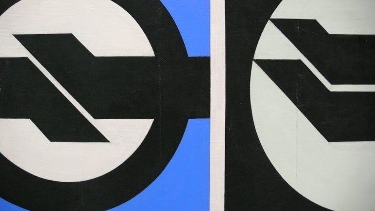 Late 20th Century Minimalist Geometric Hard-Edge Painting For Sale