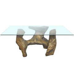 Extraordinary Faux Bronze Glass Top Table
