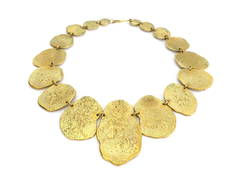 Unusual Hammered Brass Primitive Necklace