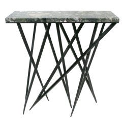 Brutalist Iron and Granite Console by Michael Taylor