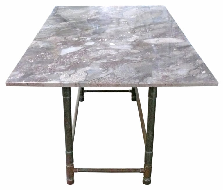 Industrial Unusual Copper and Exotic Granite Dining Table