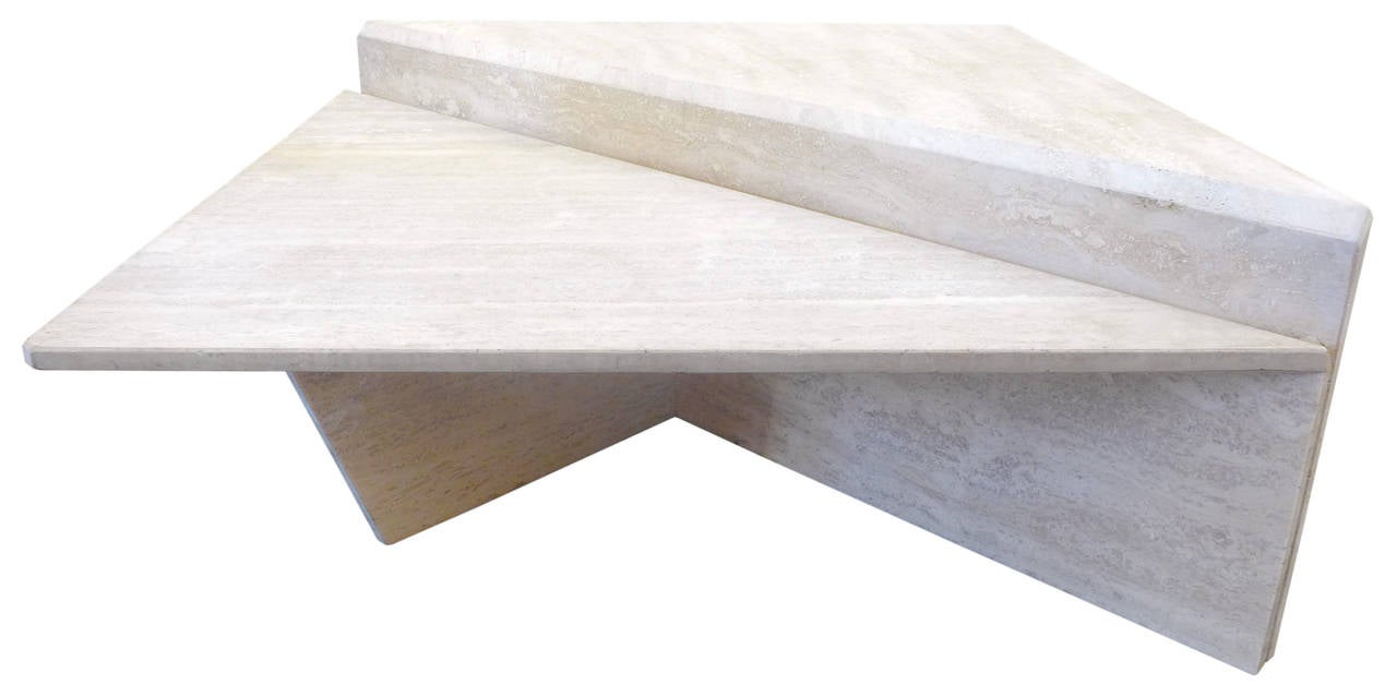 Italian Two-Piece Modular Travertine Coffee Table