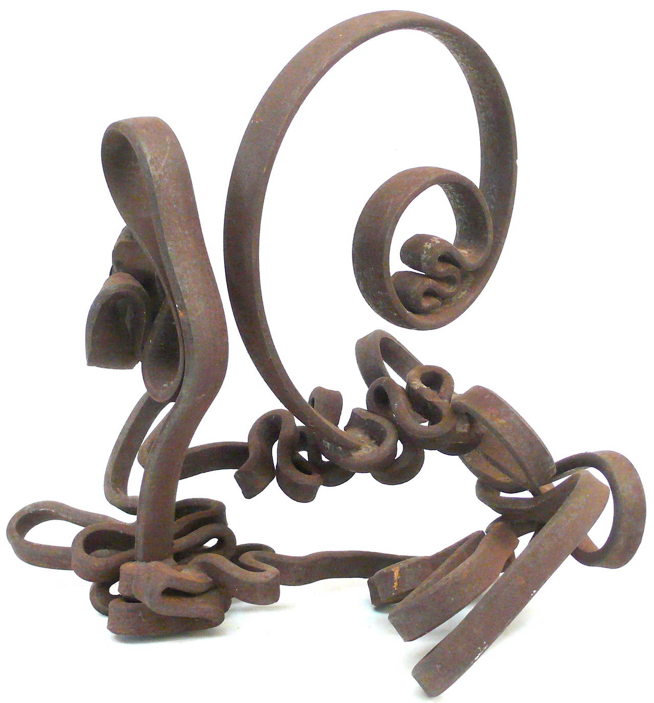 A wonderfully playful wrought-iron sculpture of a lively, looping and squiggling 