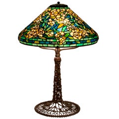 Tiffany Studios Wild Rose Table Lamp with Ginkgo Berry Base