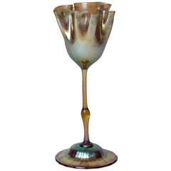 Tiffany Studios Favrile Glass Ruffled Flower Form Vase